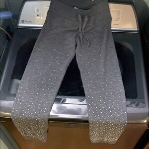 Gray Sweatpants with Rhinestone Detailing